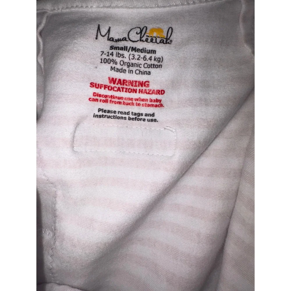 Mama Cheetah Organic Cotton Baby Swaddle Pink Stripe Small/Medium 7–14 lbs EUC